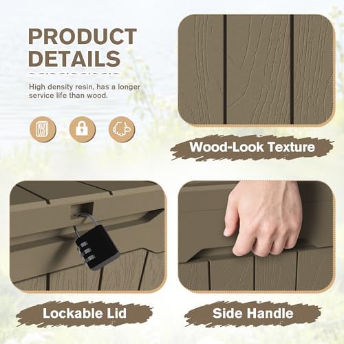 JUMMICO 31 Gallon Resin Deck Box Waterproof Outdoor Storage Boxes 2 Pack - Image 2