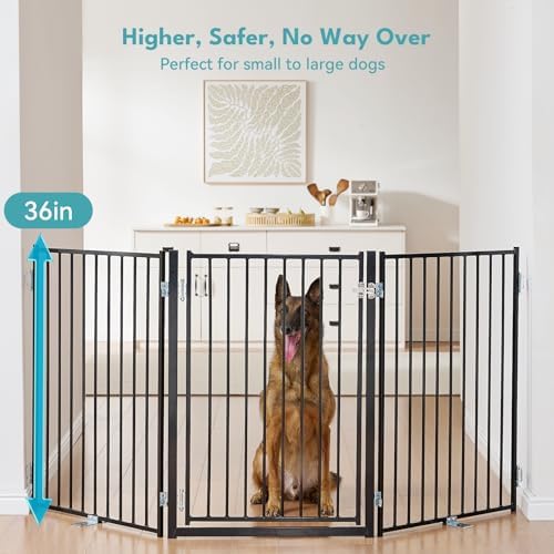 No Pawblems Freestanding Dog Gate with Door for Indoor & Outdoor, 36'' Tall - Image 5