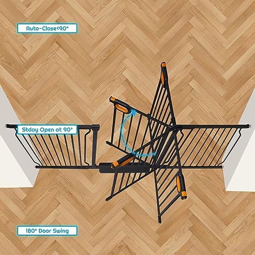 owlie 75 to 85 Inch Extra Wide Baby Gate with Door for Stairs Doorways - Image 6