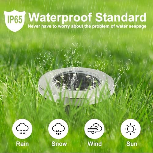 4.6 Inch Diameter Solar Ground Lights, Waterproof Solar Garden Lights, Outdoor Garden Waterproof Bright in-Ground Light, Landscape Lighting for Pathway,Yard,Lawn,Patio,Walkway (12 Pack Warm Light) - Image 3