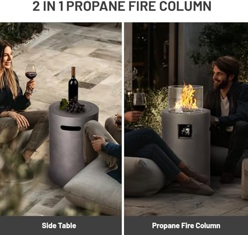 17 inch Small Propane Fire Pit, 50,000 BTU Outside Gas Fire Column - Image 3