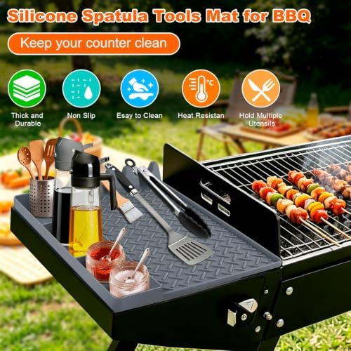 Silicone Grill Mat for Blackstone Griddle Accessories,16x11.5 Inch BBQ Griddle Mat with Drip Pad,Thickened Heat Resistant Side Mats for Outdoor Kitchen,Gifts for Men(Gray) - Image 7