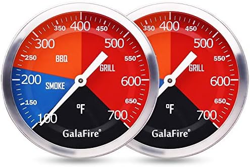 BBQ Thermometer Gauge, 2 Pack, 3 3/16 inch Large Dial Temp Gauge by GALAFIRE