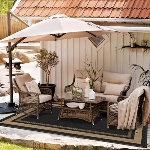 GENIMO Outdoor Rug, Waterproof Plastic Rugs for Patio, 6'x9' Mocha Brown - Image 2