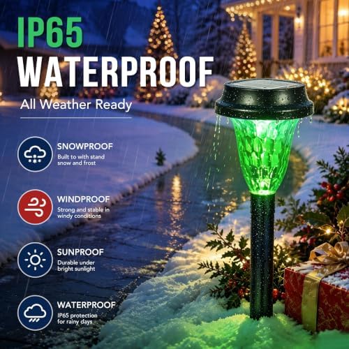 GIGALUMI Solar Christmas Lights Outdoor Waterproof Pathway Lights, 12 Pack - Image 5