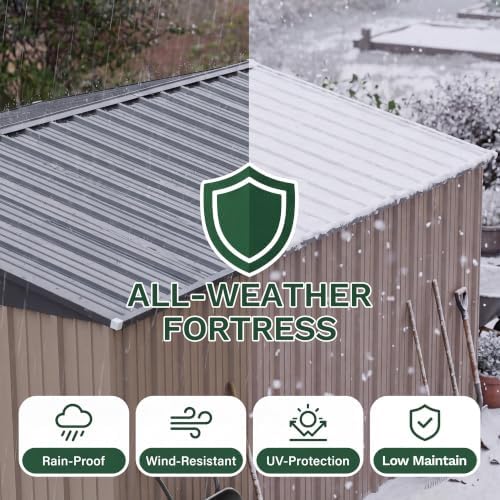 Patiowell 10x14 FT Outdoor Storage Shed, Brown - Image 4