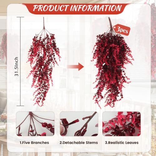 RECUTMS 3Pcs Artificial Fall Hanging Monkey Plants Faux Draping Greenery - Image 2