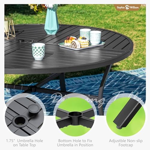 Sophia & William 7 Pcs Patio Dining Set, 54'' Round Table & Swivel Chairs - Image 6