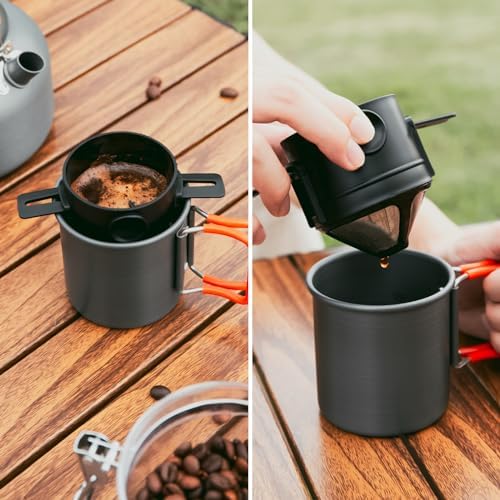 Odoland 1.2L Camping Coffee Pot Camp Coffee Makers, Mug and Coffee Filter - Image 6