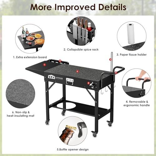 Leteuke Grill Cart for Blackstone Griddle, Portable Outdoor Grill Table - Image 4