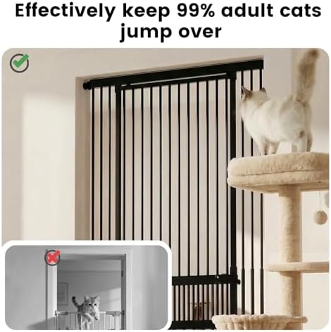 Gardner Pet Extra Tall Cat Gate 49"-86" Adjustable Height, Tall Pet Gate for Doorways/Hallways with 27.5"-37" Adjustable Width Baby Gate with 4 Extensions Kits, No Drilling Pressured Mounted (Black) - Image 3