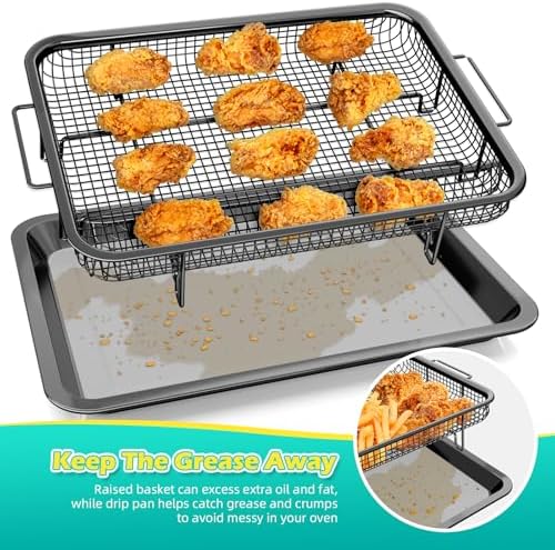 OPENICE Oven Air Fryer Basket and Tray, Air Fryer Basket for Oven 2 Set - Image 3