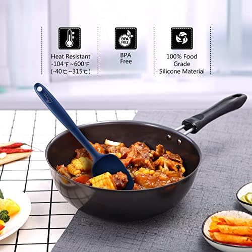 HOTEC Silicone Rubber BPA-Free Spatula Set, Set of 5, Classic Blue - Image 4