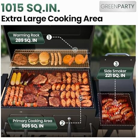 30 Inch Barrel Charcoal Grill and Offset Smoker for Outdoor Cooking BBQ - Image 4
