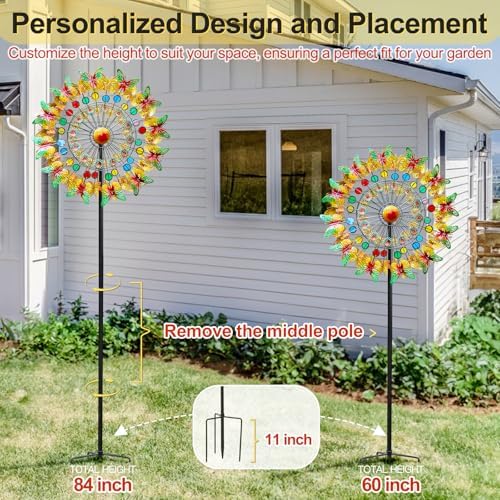 Lairander Butterfly Outdoor Wind Spinners, 84'' Large Garden Wind Spinner, Metal Yard Art Wind Sculptures & Spinners, Garden Decor for Outside Yard Ornaments Clearance Gift for Family - Image 4