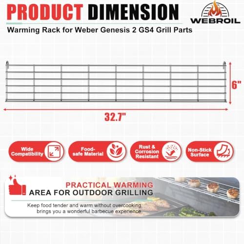 66045 Warming Rack for Weber Genesis II 400 Series Genesis GS4 II S410 E410 - Image 3