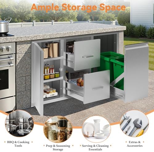 Jocisland 41.5-Inch Stainless Steel Outdoor Kitchen Storage Cabinet - Image 5