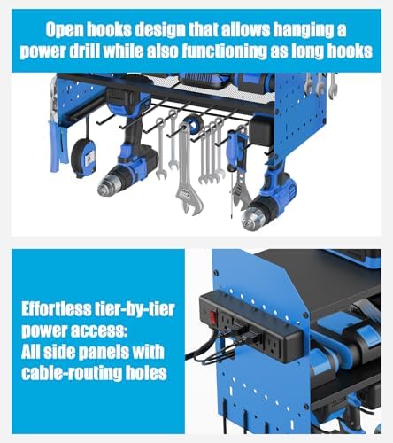 CCCEI Modular Power Tool Organizer Wall Mount with Charging, Blue, 1 Pack - Image 5