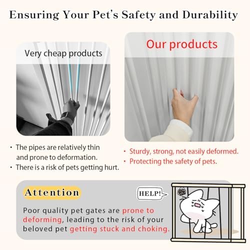 Lumizone Extra Tall Cat Gate 55.12" High 26.18"-29.91" Wide Pet Gate White - Image 6