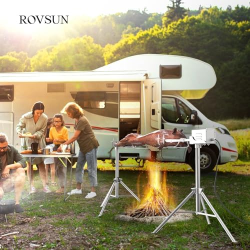 ROVSUN Electric BBQ Rotisserie Grill Kit, 46 Inch 176 Lbs Capacity, Height Adjustable Universal Roaster Stand, Automatic Stainless Steel Grilling Kit for Pig Lamb Outdoor Party Camping - Image 7
