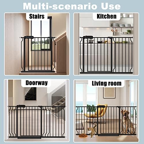 Extra Wide Baby Gate with 14.17in Extensions - Walk Through Pressure Mount Auto Close Child Safety Gate (Black, Extension-14.17"/36cm) - Image 6