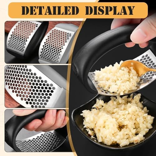 Upgraded 2025 Stainless Steel Garlic Press - Home Kitchen Utensil (1, Black) - Image 5