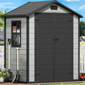 DWVO 6x4 FT Resin Storage Shed with Reinforced Floor, Outdoor Storage Shed with Lockable Door, Window and Vents, Waterproof Plastic Tool Storage for Garden, Backyard, Patio, Lawn(Blue-Gray+Black) by DWVO