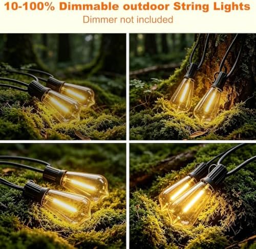 Outdoor String Lights,120FT 60+2 ST38 Shatterproof Vintage Edison LED Bulbs - Image 4