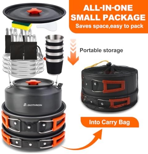 30-Piece Camping Cookware Set with 1.6L Kettle for 4 People - Image 4