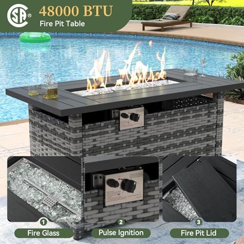 Aoxun 12 Piece Patio Furniture Set with 44" Fire Pit Table Wicker Rattan - Image 4