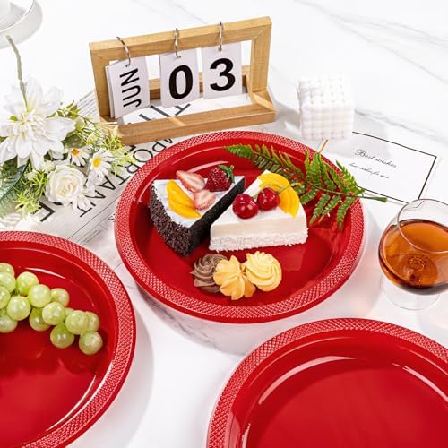 WELLIFE Red Plastic Plates 10 Inch 50 Count - Image 2