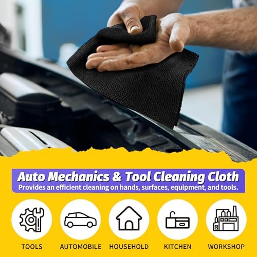 Microfiber Cleaning Cloth, 150 Pack Black Cleaning Rags Microfiber Towel Bulk Absorbent Lint-Free Wash Cloths, All-Purpose Towels for Cars, Shop, Automotive, Garage, Home & Kitchen - Image 6