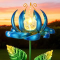 Solar Wind Spinner Lights, Metal Lotus Flower Garden Decor with Crackle Glass Globe, Outdoor LED Solar Stake Light for Yard Patio Lawn Pathway by SUCUY