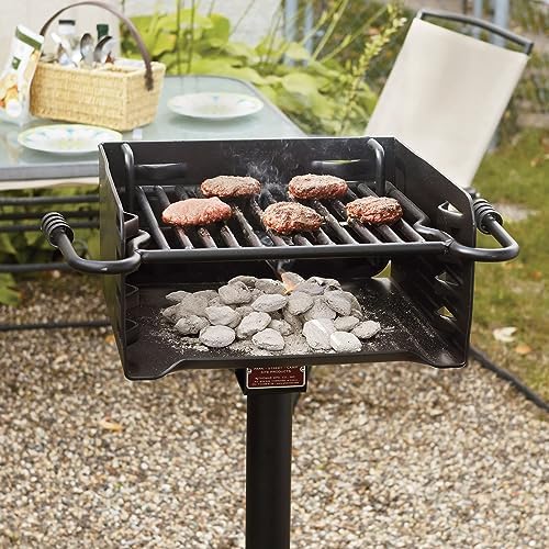 Pilot Rock Outdoor Park Style Charcoal Grill - 360-Degree Swivel Post - Image 4