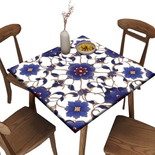 Card Tablecloth, Moroccan Trellis Pattern Printed on Polyester Patio Cover Fits, Suitable for Home Dining Camping BBQ, Fit for 32" x 32" Square Tables by JRBSZMI2