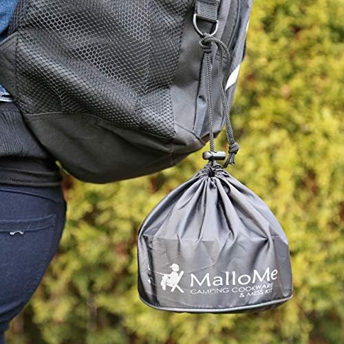 MalloMe Camping Cookware Mess Kit for Backpacking Gear – Camping Cooking Set - Camping Pots and Pans Set - Backpacking Stove/Portable Stove Compatible - Camp Kitchen Equipment Accessories Pot - Image 6