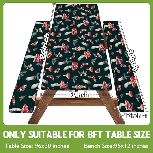 Picnic Table Cover with Bench Covers Elastic Tablecloth Camping Essentials Table Cloth Outdoor Glamping Cool Fun Unique Ideas Birthday Camping Gifts for Mother Mama Mommy Mom from Daughter Son Black - Image 2