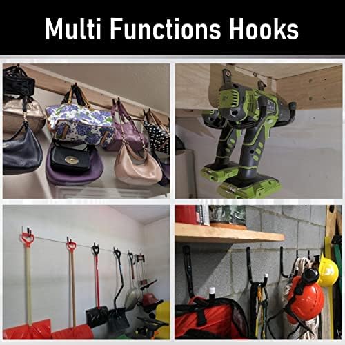 Garage Hooks, 6 Pack Heavy Duty Storage Hooks, 4.1Inch Garden Tool Utility Hooks, Fastening Hooks for Wall Mounting Load Capacity 45lbs - Image 4