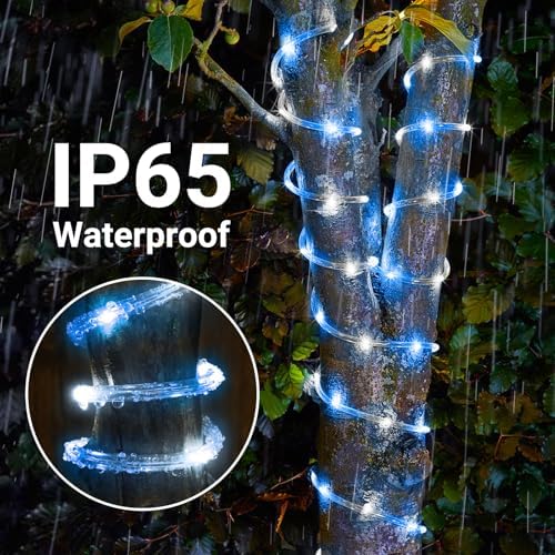 Solar Rope Lights, 2 Pack Total 66ft 200LED Solar String Lights, 8 Modes - Image 4