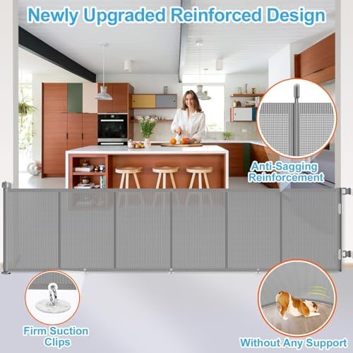 EZIGO 150 Inch Retractable Baby Gates Extra Wide Reinforced Baby Dog Gate - Image 3
