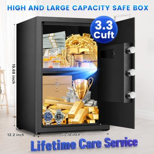 3.3 Cuft Large Home Safe, Digital Safe Box with Smart Alarm System - Image 2