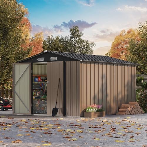 Patiowell 8x10 FT Outdoor Storage Shed, Brown by Patiowell