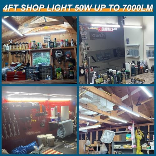 Led Shop Lights,Led Shop Lights 4FT 50W 6500K 7000LM Clear White,Shop Light 4FT 110V Linkable Integrated V-Shape for Shop Garage,Warehouse,Workbench and Workshop Commercial Bay Lighting(8-Pack) - Image 5