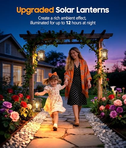 Solar Lantern Outdoor Lights with Wall Mount Kit, Upgraded Solar Lanterns - Image 6