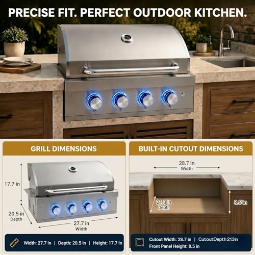4 Burner Built in Propane Grills Charcoal & Natural Gas Grill Combo - Image 2