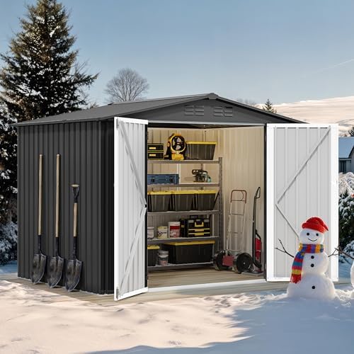 DWVO 7'x5' Large Metal Outdoor Storage Shed, Tool Sheds, Dark Gray - Image 2