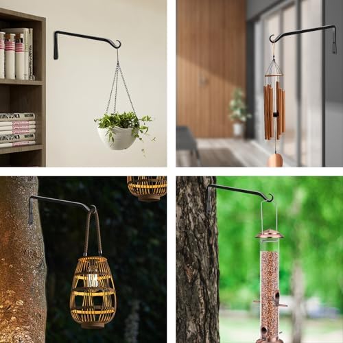 FEED GARDEN 2 Pack 12 Inch Hanging Plant Bracket Wall Hooks Decorative Plant Hangers for Outdoor Hanging Bird Feeders, Wind Chimes, Plant Baskets, Black - Image 7
