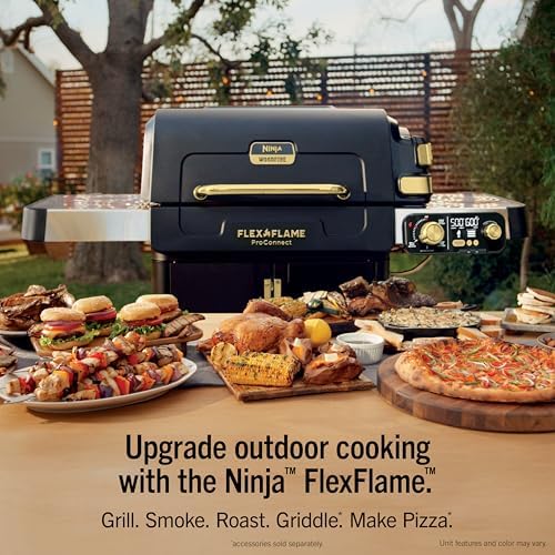 Ninja FlexFlame ProConnect Grill & Smoker, 5-in-1, Black/Gold, PG305 - Image 4