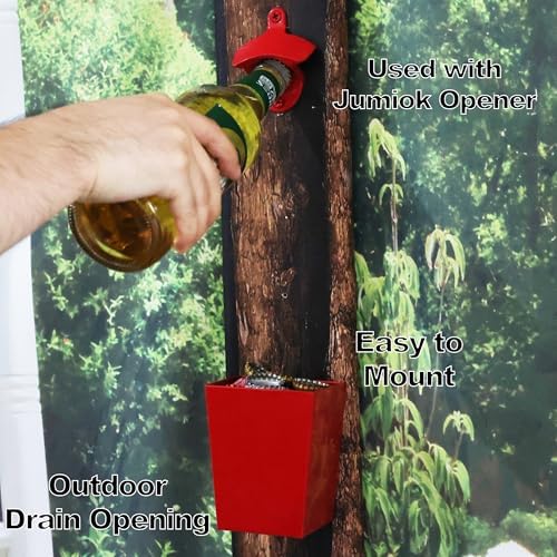Red Bottle Cap Catcher Wall Mounted Stainless Steel with Drain Holes - Image 3