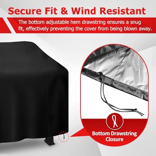 iCOVER Grill Cover, 55 inch BBQ Grill Cover for Outdoor Grill, Anti-UV & Fade Resistant Gas Grill Cover, Waterproof Barbecue Grill Covers for Weber, Char-Broil, Nexgrill and More, Black - Image 5